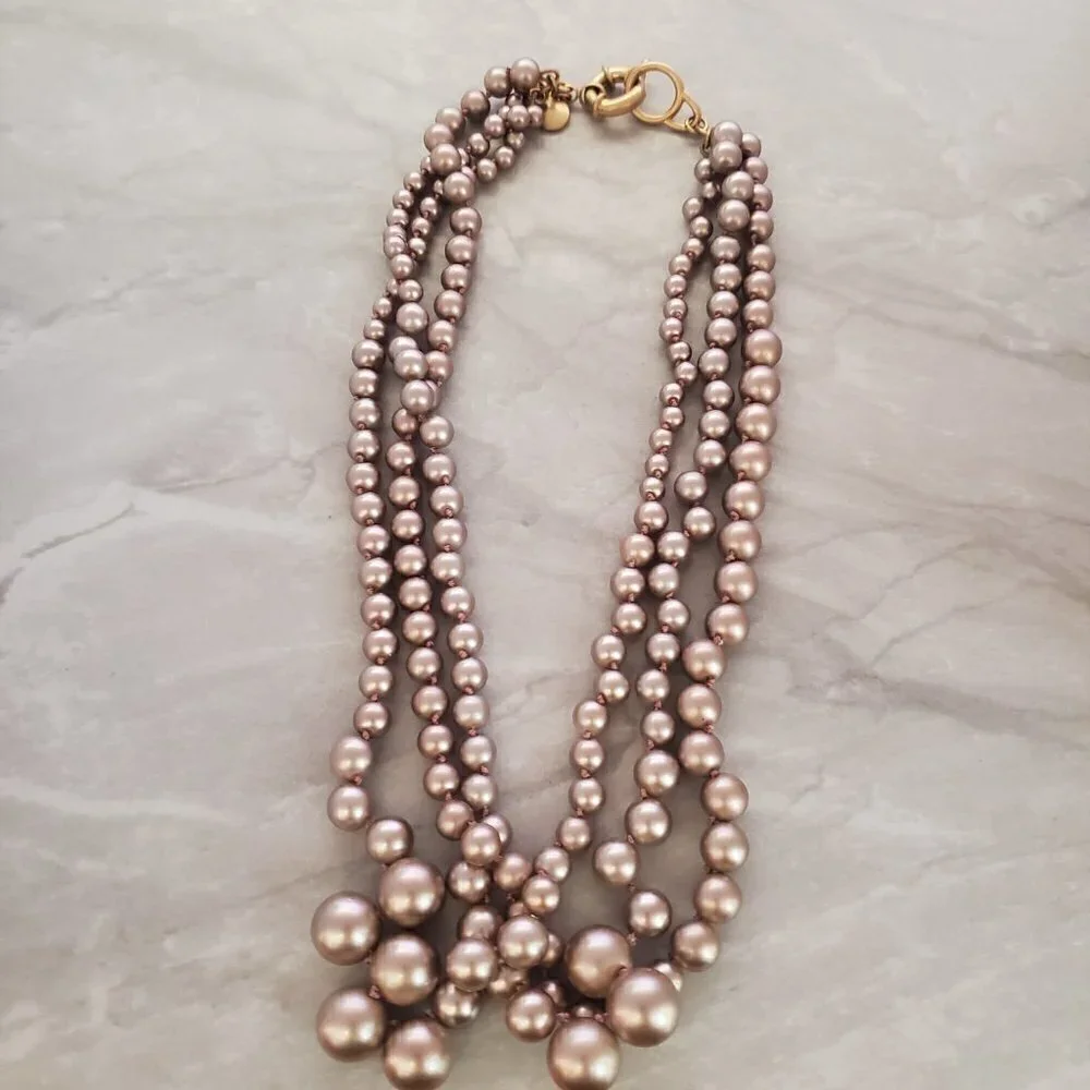 🍾 Rare HTF Vintage J.Crew Gold Pearl Twisted Statement Wedding Twisted Hammock
